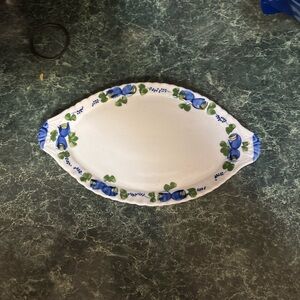 Hand and Heart Hand Painted Blueberries Ceramic Soap Dish